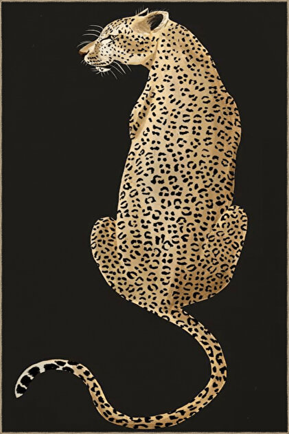 Covor decorativ modern creativ cu model leopard nobil, tematică negru-bej 3584