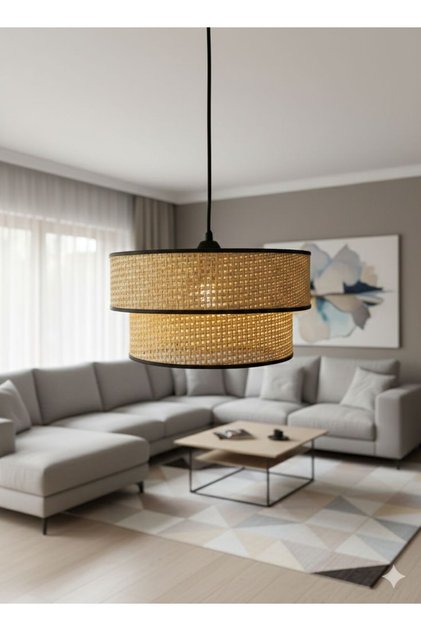 Rattan Başlık 2 Katlı Pasta Avize Yatak Odası Çocuk Odası