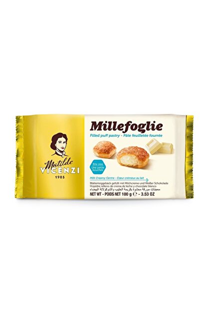 Millefoglie Süt Kreması Ve Beyaz Çikolata Dolgulu Milföy Tatlı 100 g