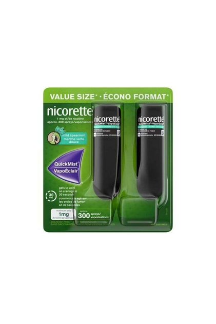 Nicorette QuickMist Spray, Mild Spearmint 1mg, Duo Pack, 150 Sprays Each x 2