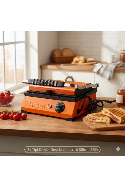 Atababa 8 Dilim Döküm Plaka Ev Tipi Tost Makinesi - Büfe Tipi 220V