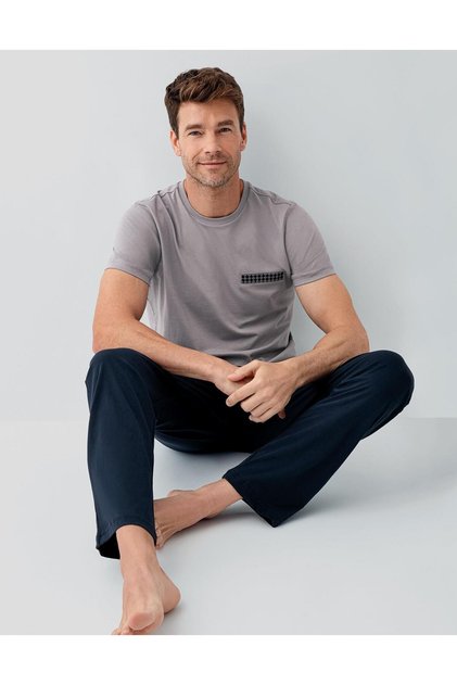 Men's 100% Cotton Boxed 3-Piece Pajama Set – T-Shirt + Pajama Bottoms + Shorts
