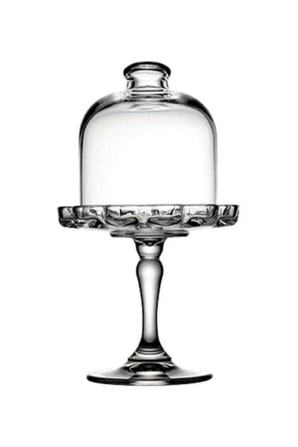 Pasabahce Pattiserie Glass Footed Cake Stand With Dome Clear