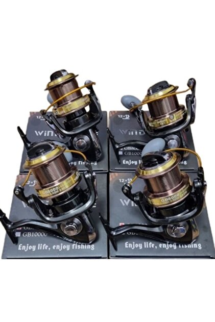 Set 4 Mulinete GB 8000, Tambur metalic Long Cast, 13 Rulmenti