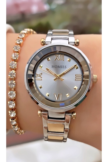 Brand Original Yellow Silver Color 2 Years Warranty Cutting Glass Women's Wristwatch - with Bracelet Gift