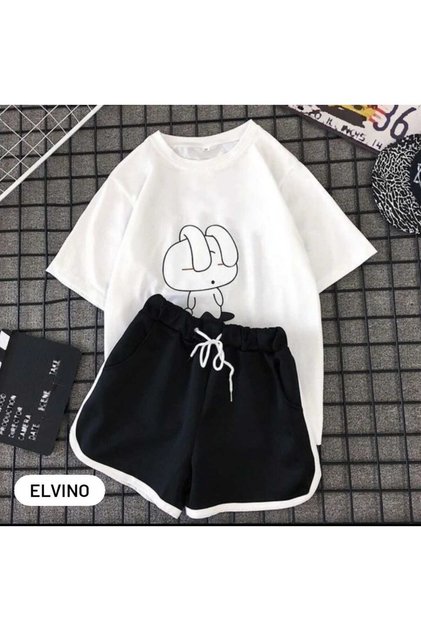 Sleepy Rabbit Printed Shorts Comfortable Set