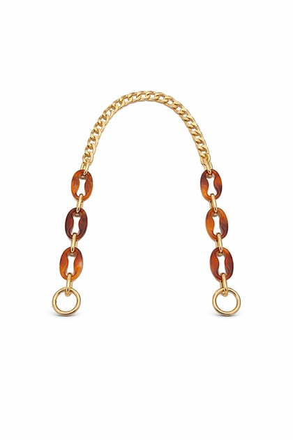 Amber Acrylic Detailed Hand and Shoulder Bag Strap with Gold Color Accessories 53 cm – Chain Bag Handle
