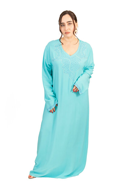 Light Blue Jalabiya with Stone Detailing