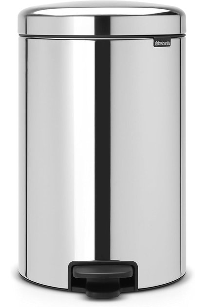NewIcon Pedal Bin with Plastic Inner Bucket, 20 Litre, Brilliant Steel