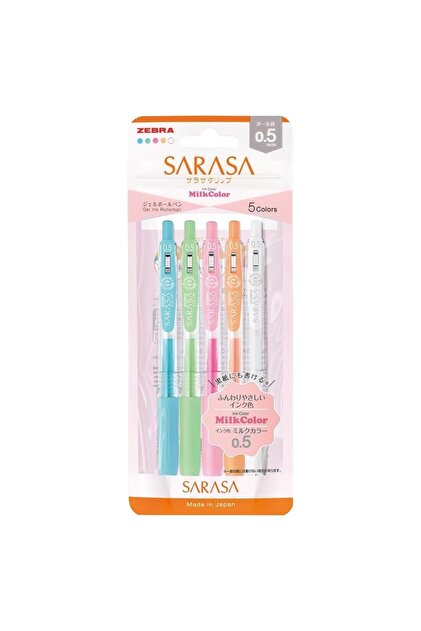 Zebra Sarasa Clip Jel Mürekkepli Roller Kalem 0.5 mm 5'li Pastel