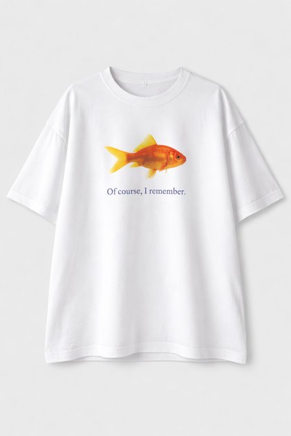 Balık Baskılı Oversize %100 Pamuk Unisex Tişört