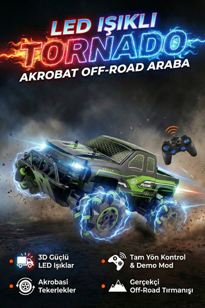 craftivio Tornado Uzaktan Kumandalı Işıklı Drift Arabası 4x4