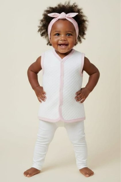 100% Cotton Quilted Snap Fastener Baby Girl Vest - Softly Padded, Heat Retaining, 4-Season Vest