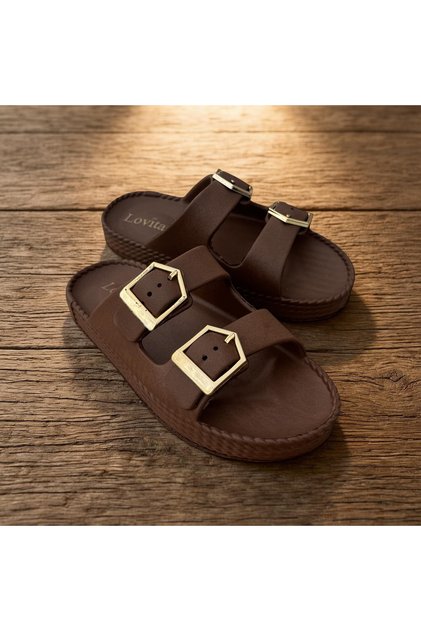 Women's Double Buckle Eva Light Sole Daily Beach Pool Slippers