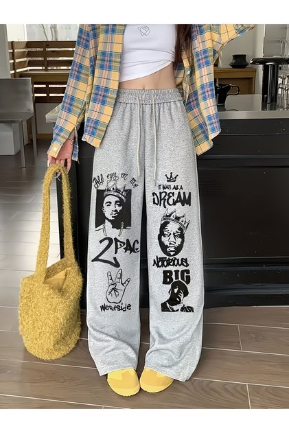 Unisex 2 Pac Dream Printed Baggy Cut Wide Leg Sweatpants