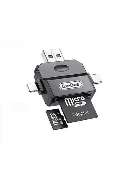 قارئ ذاكرة 5 في 1 متعدد المنافذ 5-in-1 Card Reader USB + Type C + Lightning + SD + Micro SD