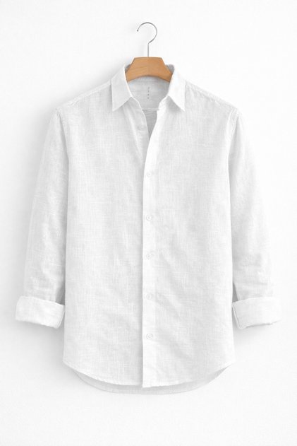 Men's Linen Look Cotton Shirt White Cd158