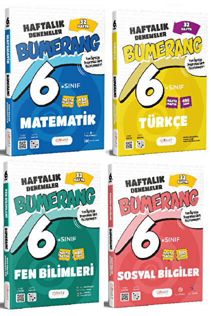 6. Sınıf Bumerang Türkçe + Matematik + Fen + Sosyal 32 Haftalık Deneme