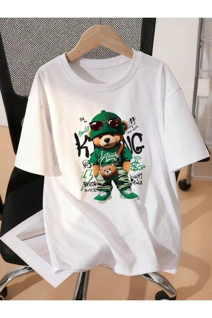 Μπλουζάκι Bear Printed Premium με λαιμόκοψη ποδηλάτου, 100% βαμβάκι, για αγόρια