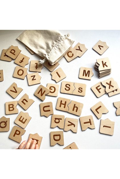 Wooden Alphabet Puzzle Big and Small Letter Matching Game / Shipped with a Pouch.