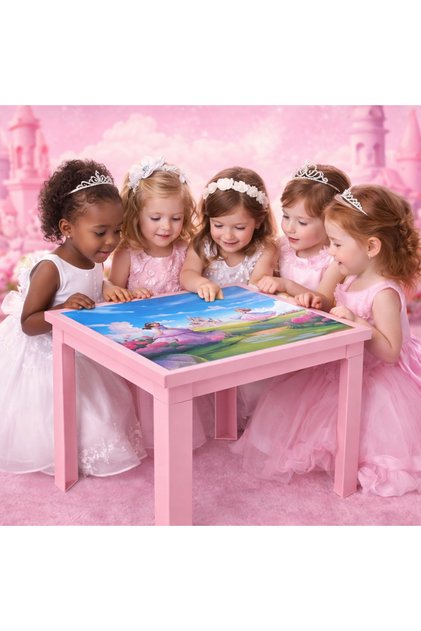Lady Dream Kids Activity Table – Prenses Temalı Kız Çocuk Oyun Çalışma Etüt Masası 50x50x40 cm