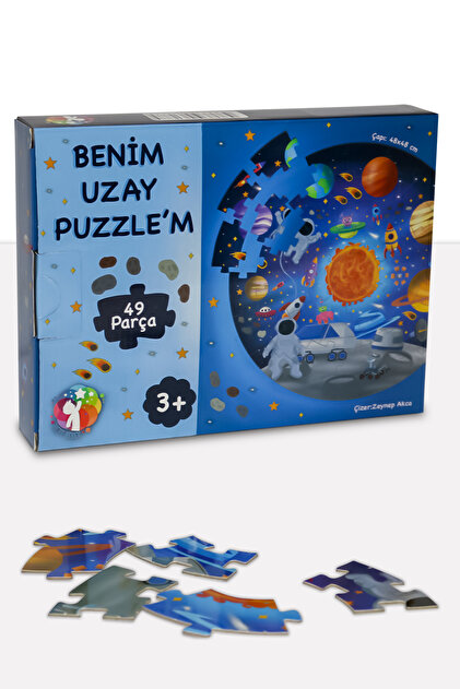 MERT BEBEK Uzay Temalı 49 Parça Yuvarlak Çocuk Puzzle 3+ Yaş