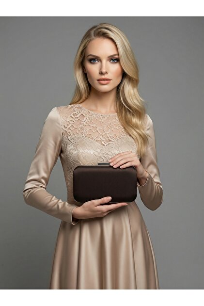 Wedding Fashion 2026 Collection Brown Z.A.R.A. Satin Crystal Stone  Embroidered Chain Women's Evening Dress  Bag Wedding- Trendyol