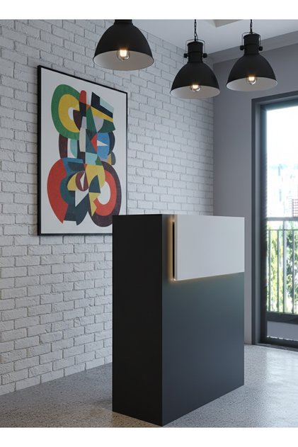 Resital Ledli Karşılama Bankosu G-90 cm Ofis Kasa Resepsiyon Masası BANKO-003-4-1