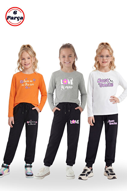 3-dijelni sweatshirt sa okruglim izrezom, crna trenerka, detaljan print, 6-dijelni dečiji Gornji i donji deo