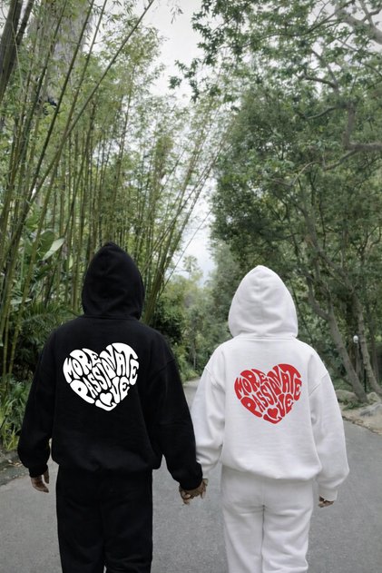 Hooded Sweatshirt Couple Combination February 14 Valentine's Day Heart Printed 2-Piece Price