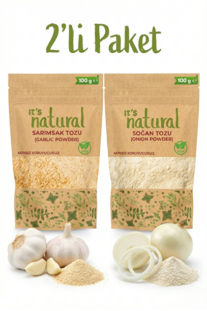 Natural Soğan Tozu - Sarımsak Tozu 2'li Paket 200 G Katkısız
