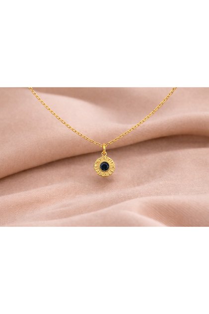 Altın Kaplama Gümüş Topaz Taşlı Minimal Kolye