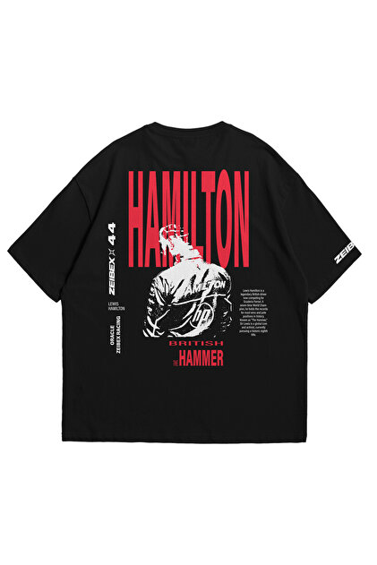 Unisex Black Oversize T-Shirt - F1 Bang Lewis Hmltn Printed 100% Cotton Crew Neck T-Shirt