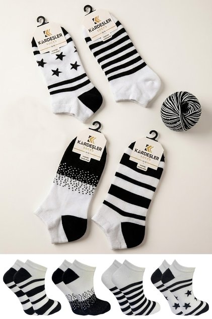 Women's Cotton Multicolor Booties Socks 4-Pack