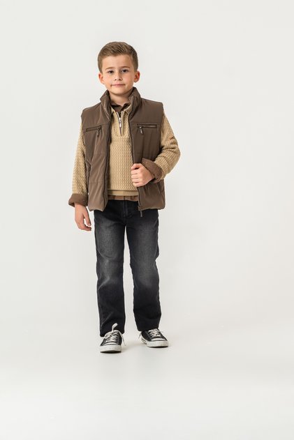 Half-Zip Knitwear Sweater 4-Piece (Vest; Shirt; Sweater; Trousers) Holiday Boy's Set