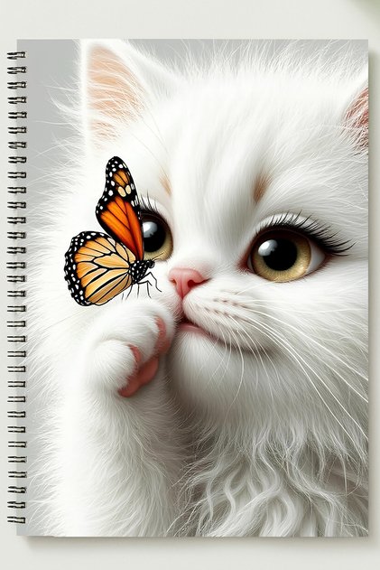 Cute Cat Themed A5 Metal Spiral Unlined Cardboard Cover Cute Cat Themed A5 Notebook