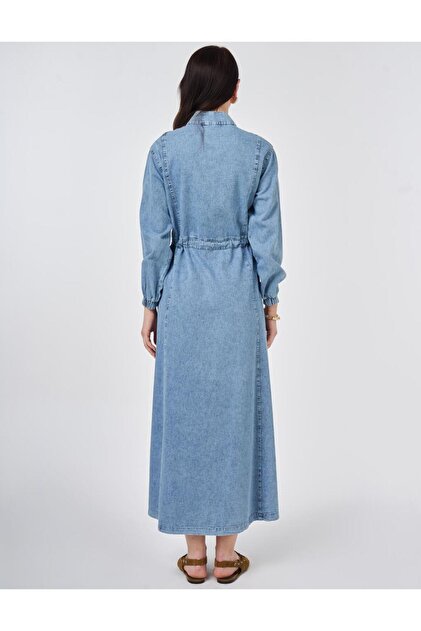 chinese dress ladies ZARA. Halterneck denim midi dress. TM – Hibuy market main image 0