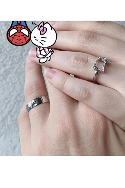 Herşey Nota Hello Kitty Spiderman Ayarlanabilir Çift Yüzük