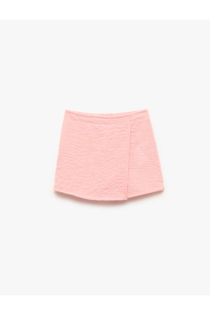 Textured Double-Breasted Shorts Skirt with Elastic Waist