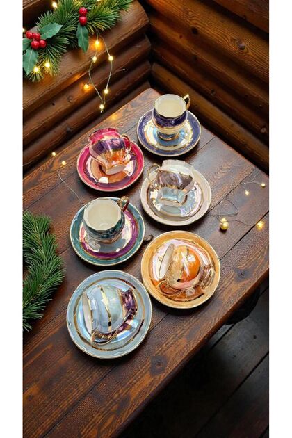 Bosna Siri 6-Piece Porcelain Hand Painted Coffee Cup Set