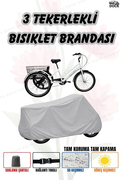 3-Wheel Bike Compatible Gray Canvas (Full Protection-Full Coverage)