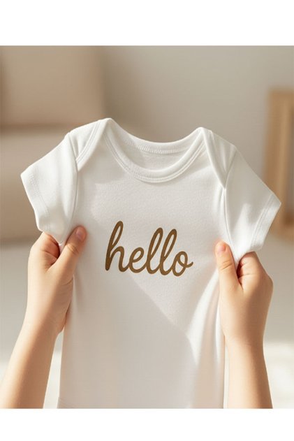 100% Cotton Hello Written Snap Fastener Baby Bodysuit