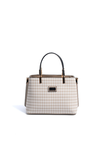 Sand Beige - Sand Plaid Line Square Women's Handbag Sp987