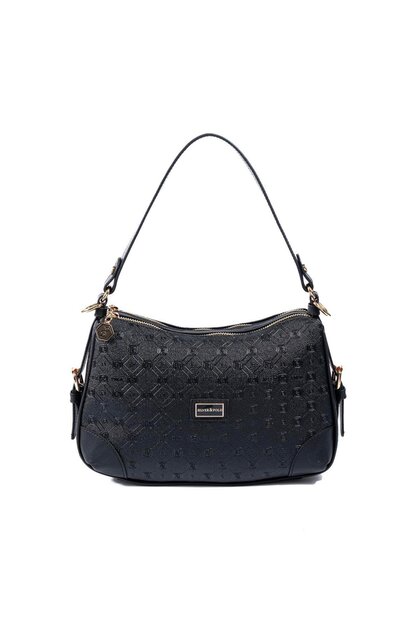 Black - Women's Shoulder Bag with Black Logo Sp1269