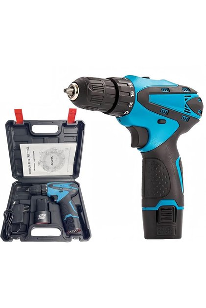 12V Electric Cordless Drill Set, 2 Speed Impact Drills with LED Light, Rechargeable Electric Screwdr