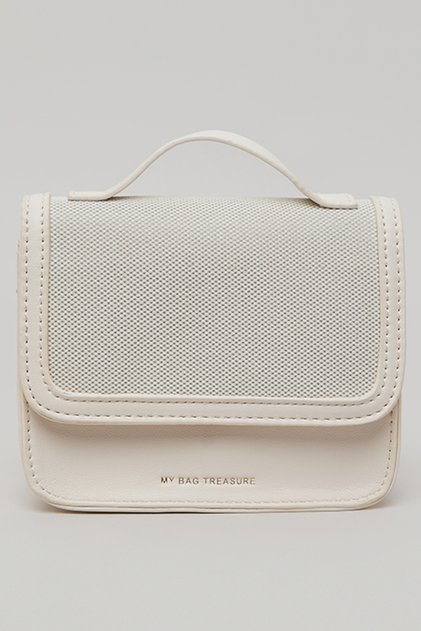 Girl's Cream Color Block Crossbody Bag