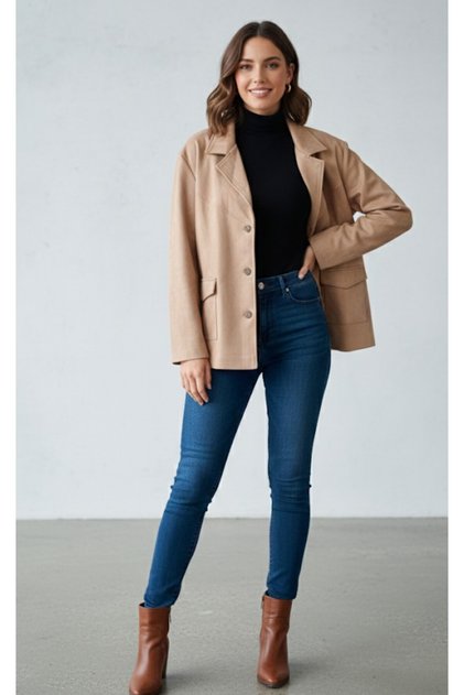 Fashion Nova Stylish and Comfortable Suede Beige Jacket