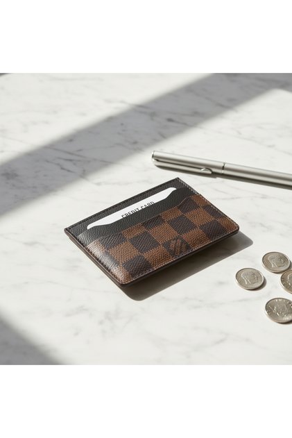 Kahverengi Dama Hakiki Deri Premium Kartlık Cüzdan – 4 Kart Bölmeli, Kağıt Para Bölmeli