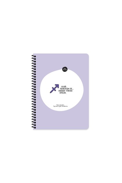 Burçlar Series A4 Lined Notebook with Stickers - Let's Not Say Uçar, Let's Say De Enerjisi Yüksek