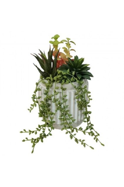 Aranjament plante suculente si curgatoare artificiale in ghiveci, 20 cm